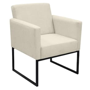 Poltrona Jade Conforto Aconchego Tecido Boucle Base Metálica Off White