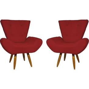 Kit 2 Poltronas Decorativa Para Sala Recepção Manicure Consultório Escritório Emilia Suede