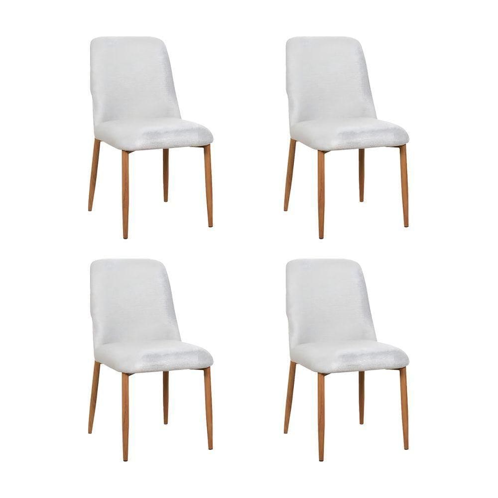 Kit 4 Cadeiras De Jantar Montana Estrutura Aço Carbono Laminado Natural Com Estofado Linho Cru