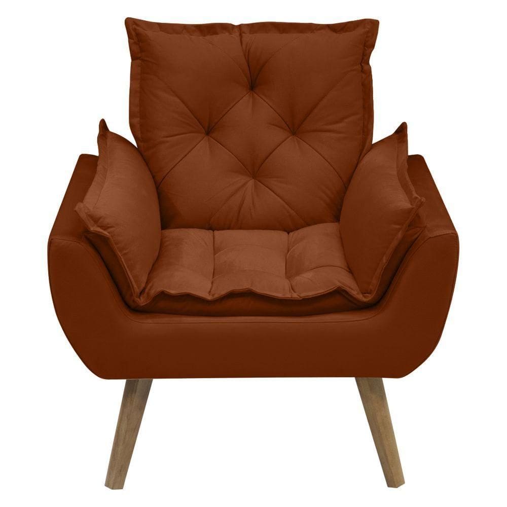 Kit Com 2 Poltronas Opala Conforto Decorativa Em Veludo Terracota