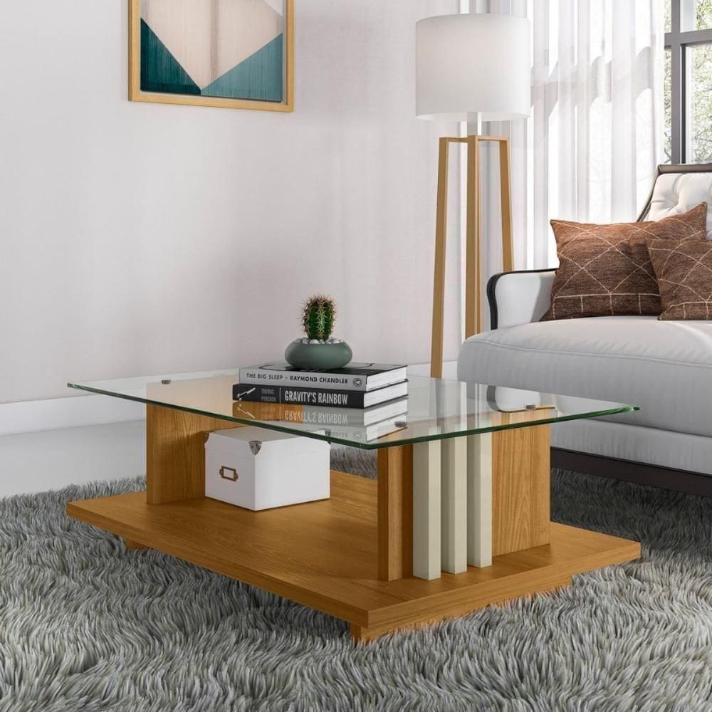 Mesa De Centro Domo Com Acabamento Premium Cumaru/opala