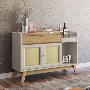Aparador Buffet Com Bar Carvalho Off White Linea Brasil
