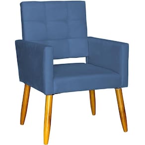 Poltrona Decorativa Para Sala Recepção Isa Suede Cores Pé Palito Castanho