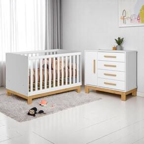 4315 - Berco Mini Cama Slim Branco Acetinado (,4355- Comoda Sap. 1pt/4gav Slim Branco Acetinado (