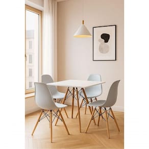 Conjunto Mesa Eiffel Quadrada 90cm Branca Com 4 Cadeiras – Design Moderno E Conforto!
