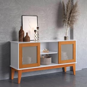 Aparador Buffet Clássico com 2 Portas Branco Madeira Denver Tebarrot