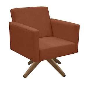 Poltrona Jade Aconchego Decor Tecido Boucle Base Giratória Terracota