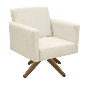 Poltrona Jade Aconchego Decor Tecido Boucle Base Giratória Off White