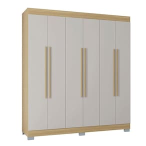Guarda Roupa Barcelona 6 Portas 2 Gavetas Poquema Damasco/off White