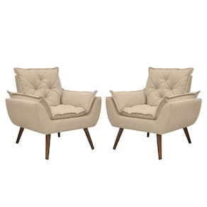 Kit De 2 Poltronas Opala Conforto Tecido Boucle Pés Trapézio Areia