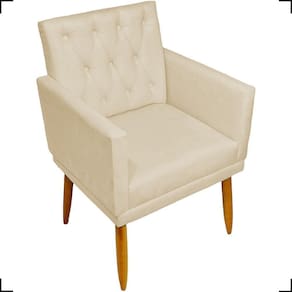 Poltrona Decorativa Para Sala Recepção Nina Capitonê Suede Cores Pé Palito