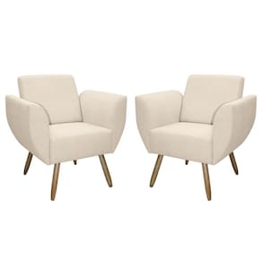 Kit De 2 Poltronas Jolly Cadeira Decorativa Em Tecido Boucle Off White