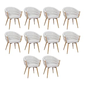 Kit 10 Cadeira De Aproximação Eloá Estrutura Aço Carbono Laminado Natural Com Estofado Linho Cru