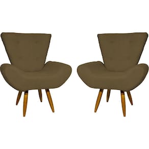 Kit 2 Poltronas Decorativa Para Sala Recepção Manicure Consultório Escritório Emilia Suede