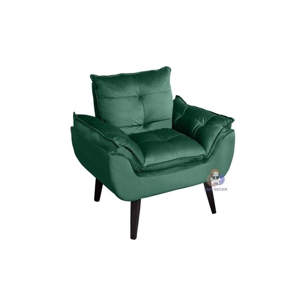 Poltrona/cadeira Decorativa Glamour Veludo Verde Com Pés Quadrado Verde