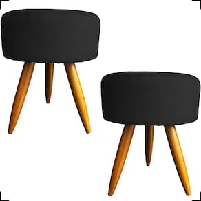 Kit 2 Puff Decorativo Redondo Para Sala Quarto Penteadeira Pé Palito Castanho Suede Cores