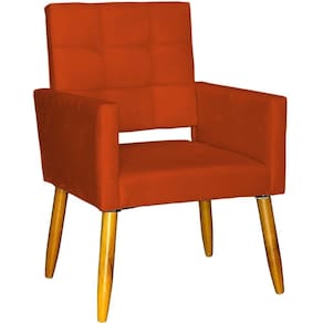 Poltrona Decorativa Para Sala Recepção Isa Suede Cores Pé Palito Castanho