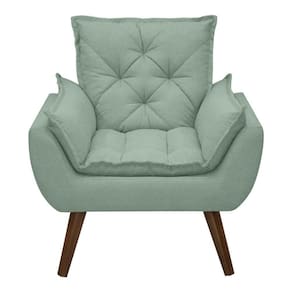 Poltrona Opala Decorativa Conforto Tecido Boucle Pé Trapézio Verde