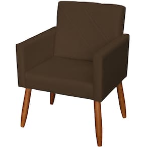 Poltrona Decorativa Para Sala Recepção Beatriz Suede Cores Pé Palito Castanho
