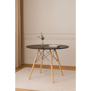 Mesa Elegante Eiffel Eames Redonda 90cm Mdf Alta Qualidade Moderna Cor Preto