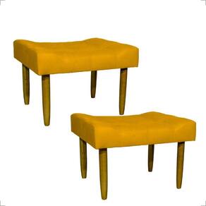 Kit 2 Puff Decorativo Confortável Retangular Para Sala Recepção Quarto Requinte Suede Cores Pé Palito