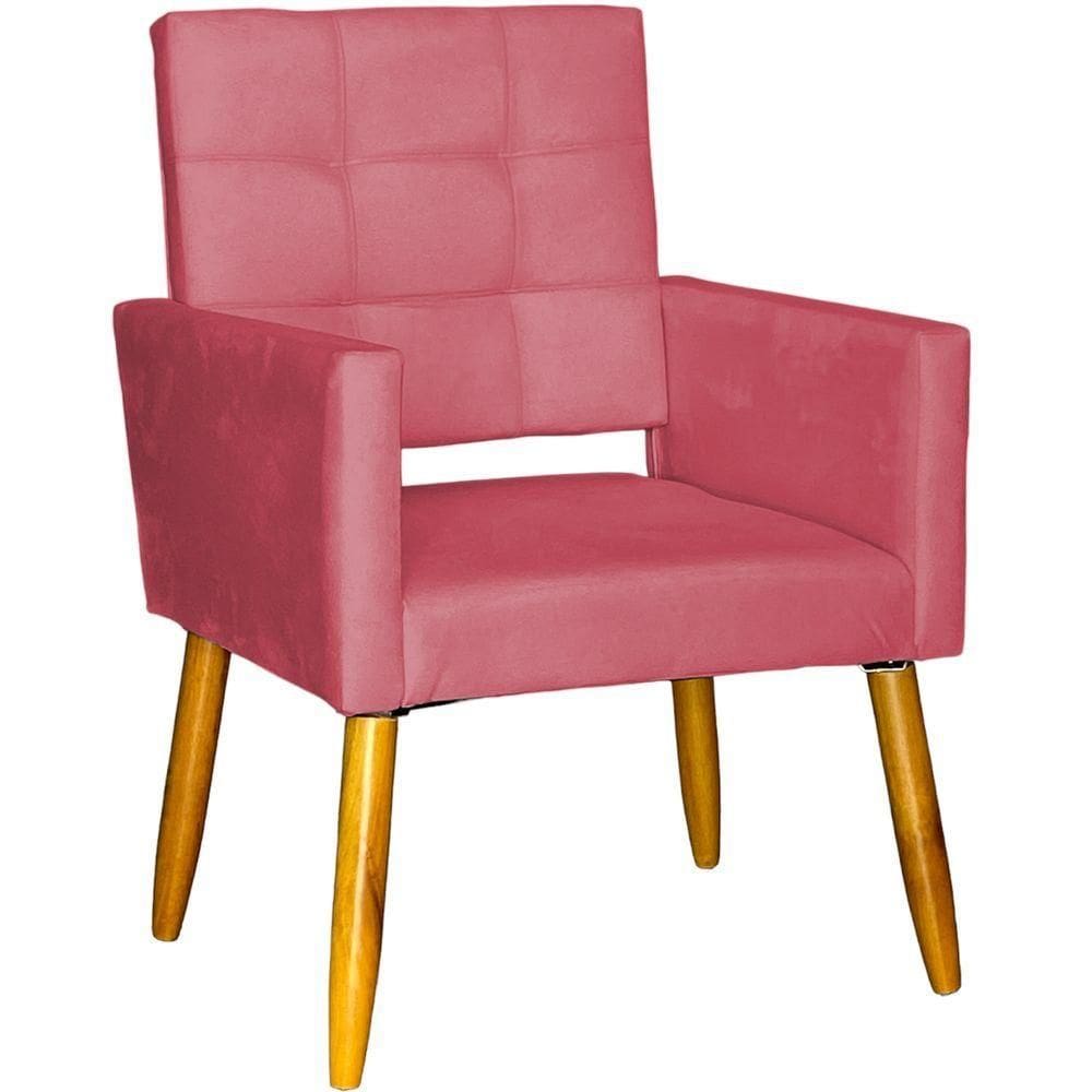 Poltrona Decorativa Para Sala Recepção Isa Suede Cores Pé Palito Castanho