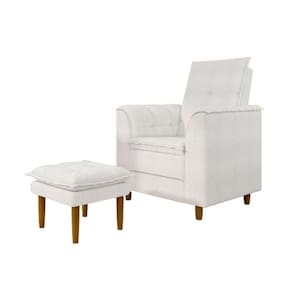 Poltrona Amamentação Confortável Com Puff Luma Bouclê Off White