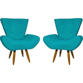 Kit 2 Poltronas Decorativa Para Sala Recepção Manicure Consultório Escritório Emilia Suede