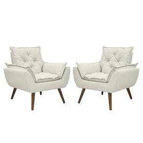 Kit De 2 Poltronas Opala Conforto Tecido Boucle Pés Trapézio Off White