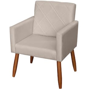 Poltrona Decorativa Para Sala Recepção Beatriz Suede Cores Pé Palito Castanho