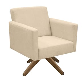 Poltrona Jade Aconchego Decor Tecido Boucle Base Giratória Areia