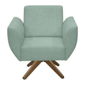 Poltrona Jolly Decorativa Com Base Madeira Em Tecido Boucle Verde