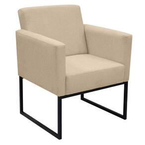Poltrona Jade Conforto Aconchego Tecido Boucle Base Metálica Areia