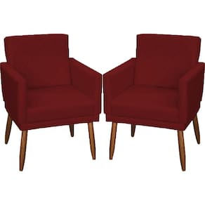 Kit 2 Poltronas Decorativa Para Sala Recepção Beatriz Suede Cores Pé Palito Castanho