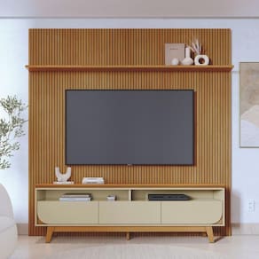 Kit Lyra Painel E Rack Com Painel Cumaru/opala