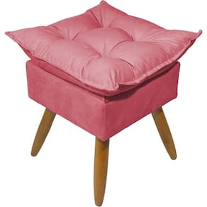 Puff Decorativo Quadrado Para Sala Quarto Penteadeira Recepção Alice Pé Palito Castanho Suede