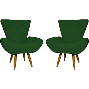 Kit 2 Poltronas Decorativa Para Sala Recepção Manicure Consultório Escritório Emilia Suede