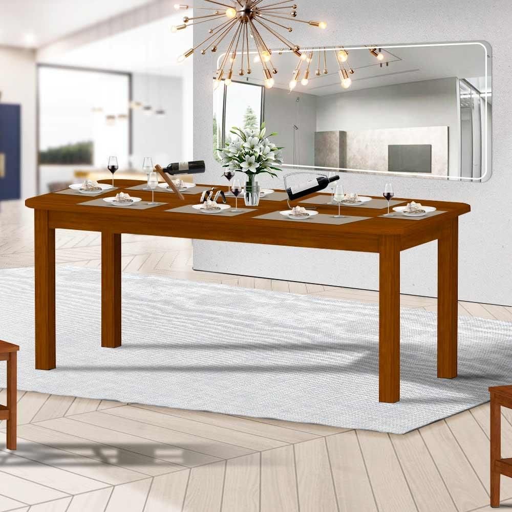 Mesa de Jantar 8 Lugares Madeira Maciça 200cm Marrom Safira Nemargi