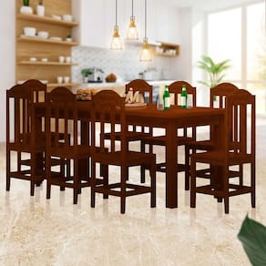 Mesa De Jantar Madeira Maciça 8 Lugares Safira Castanho JM Móveis