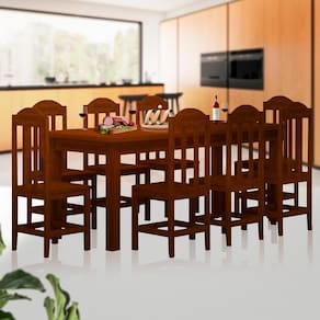 Mesa De Jantar 8 Lugares Madeira Maciça Safira Castanho JM Móveis