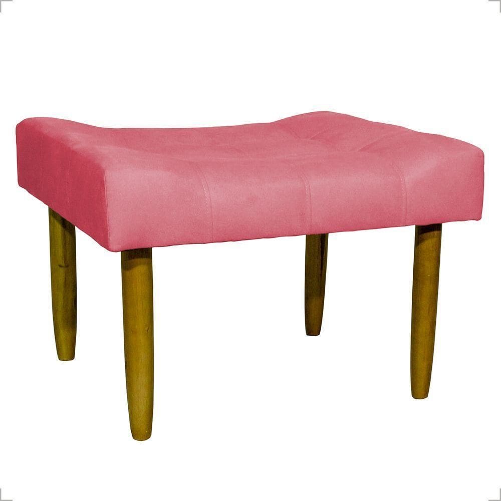 Puff Decorativo Confortável Retangular Para Sala Recepção Quarto Requinte Suede Cores Pés Palito
