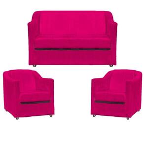 Kit Namoradeira Decorativa + 2 Poltronas Para Sala Manicure Recepção Consultório Mila Suede