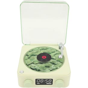 Caixa de Som Vitrola Toca Disco Alto Falante Bluetooth Cartao Tf Recarregavel Usb Portatil Musica