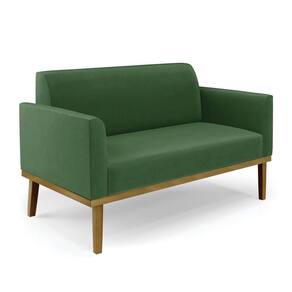 Sofá Namoradeira Base De Madeira Fixa Castanho Marisa Suede D03 - D?rossi Cor Verde