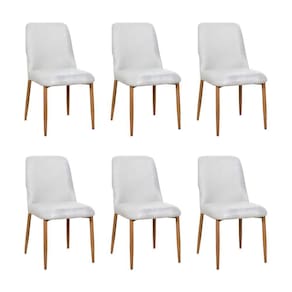 Kit 6 Cadeiras De Jantar Montana Estrutura Aço Carbono Laminado Natural Com Estofado Linho Cru