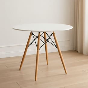 Mesa Eames Eiffel Tampo De Madeira Mdf 80cm Branca