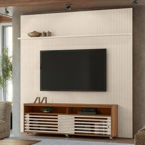 Conjunto Domo New Prestige Painel C/ Rack E Rodízios /off-white