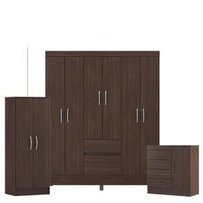 Guarda Roupa Casal Flash 2 com Multiuso Viena com Cômoda Montividéu Café - Demóbile