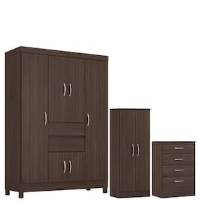Guarda Roupa Casal Ecom 2 com Multiuso Viena com Cômoda Astral Café - Demóbile