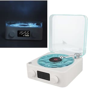 Caixa de Som Vitrola Toca Disco Vinil Bluetooth Cartao Tf Recarregavel USB Iluminaçao Led Musica